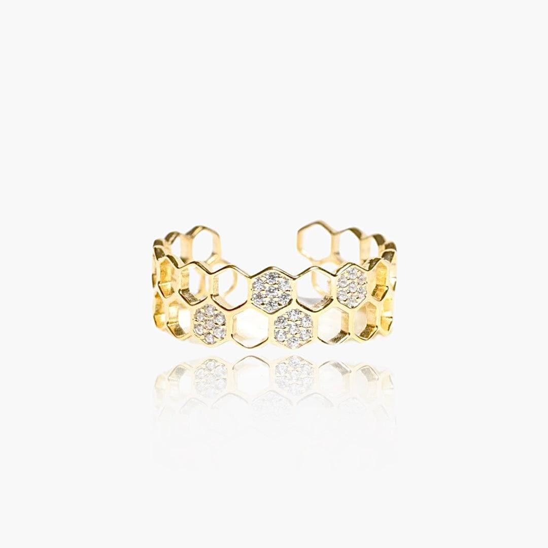 Honeycomb Harmony Ring 18K Guldbelagt - Clarthe