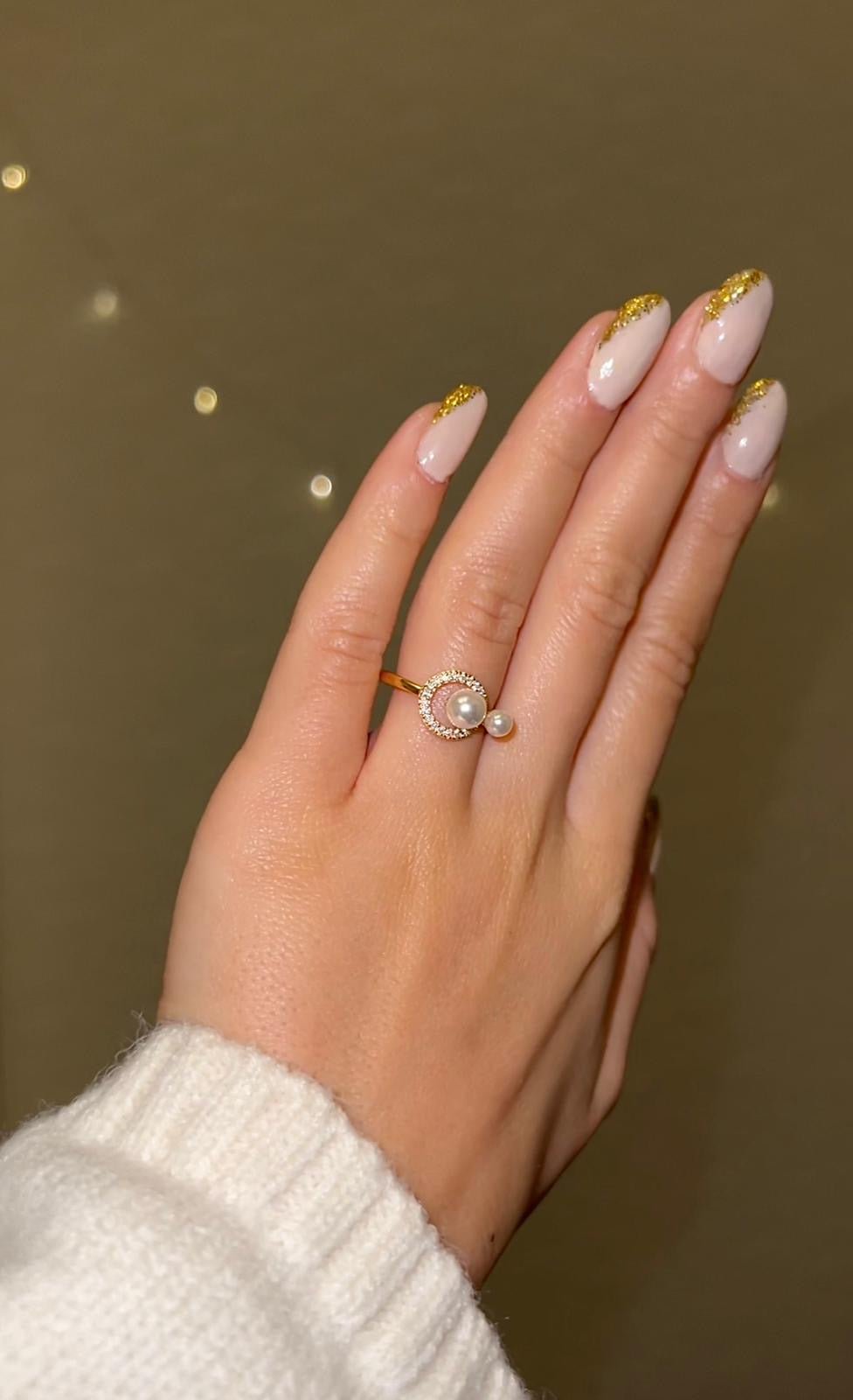 Lumière Perle Ring 18K Guldbelagt - ClartheFingerring